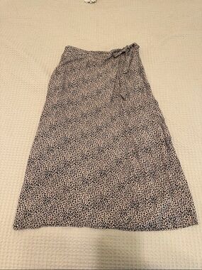 Leopard Print Midi Wrap Skirt - Beige and Black
